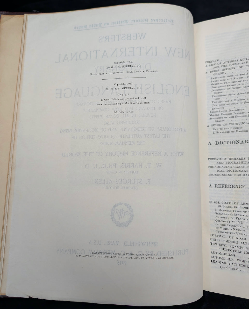 Webster's New International Dictionary by G. & C. Merriam Co. (RARE India Paper Edition), 1915 🕰️ 📜📚