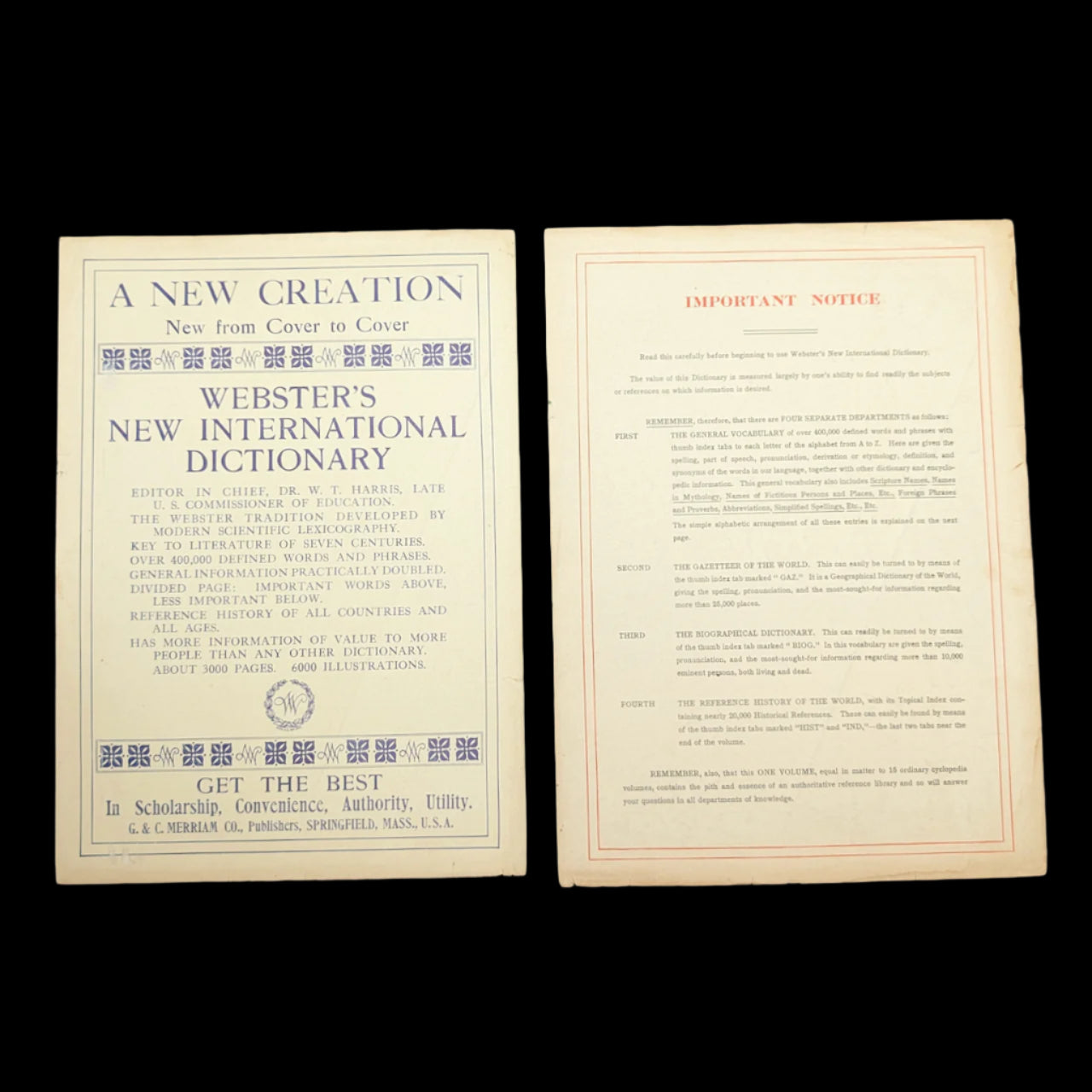 Webster's New International Dictionary by G. & C. Merriam Co. (RARE India Paper Edition), 1915 🕰️ 📜📚