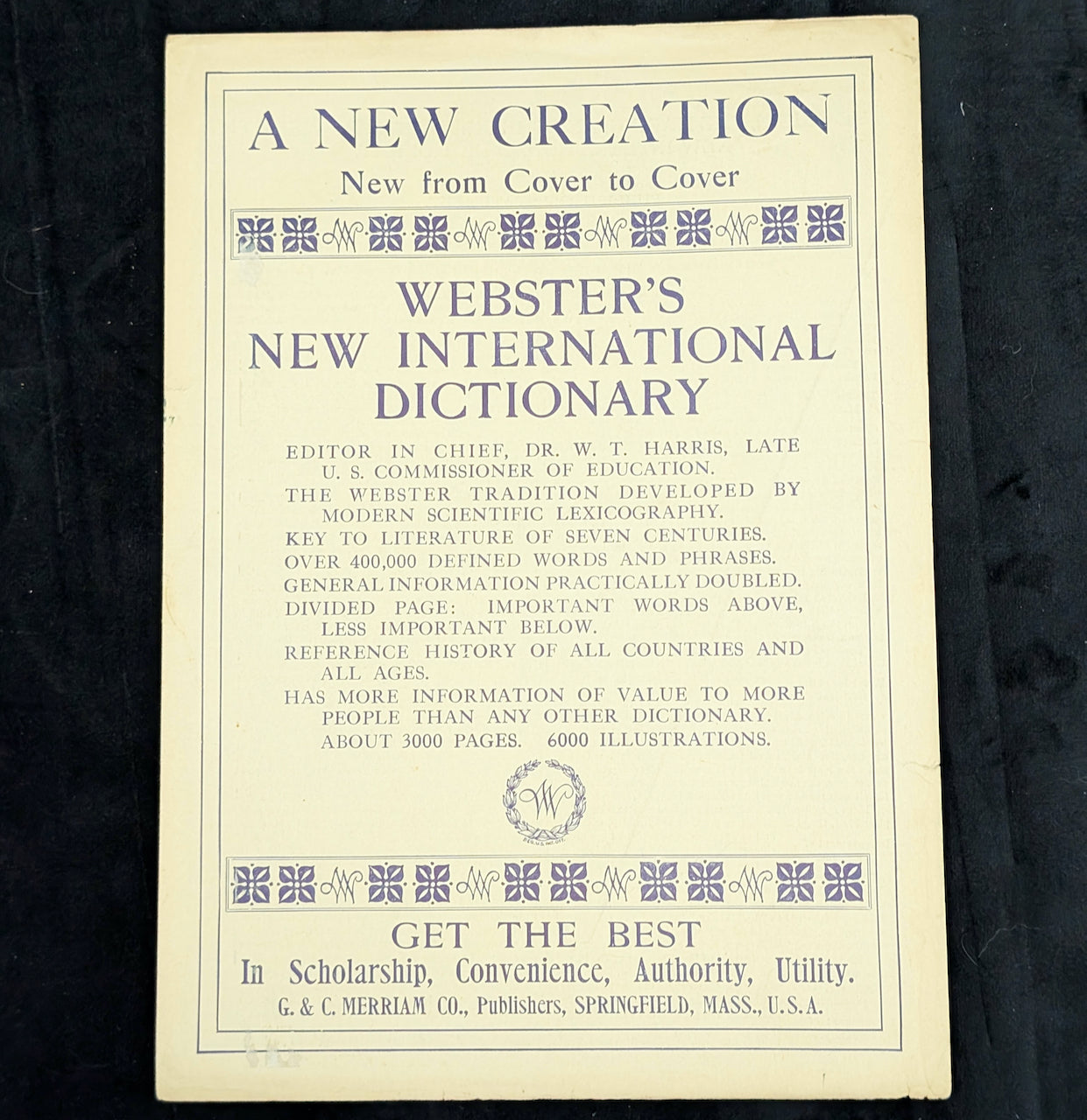 Webster's New International Dictionary by G. & C. Merriam Co. (RARE India Paper Edition), 1915 🕰️ 📜📚