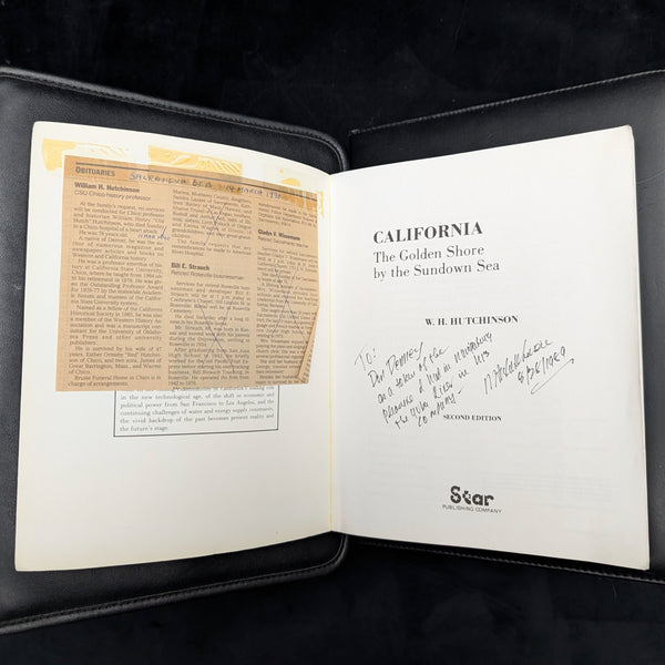 California: The Golden Shore by the Sundown Sea by W. H. Hutchinson (Signed Second Edition), 1988 🌴🌞🌅