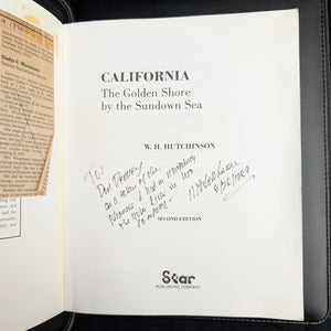 California: The Golden Shore by the Sundown Sea by W. H. Hutchinson (Signed Second Edition), 1988 🌴🌞🌅