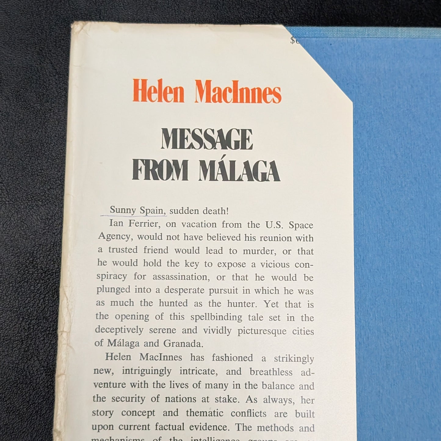 Message from Malaga by Helen MacInnes (First Edition with Inscription), 1971 🇪🇸🕵️♀️📜