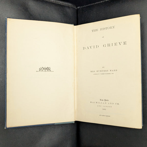 The History of David Grieve by Mrs. Humphry Ward (Early Edition), 1892 📜🕰️🇬🇧