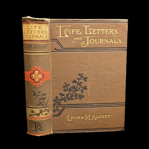 Cover of the book 'Life, Letters, and Journals' by Louisa May Alcott, featuring decorative floral patterns and the author's name.