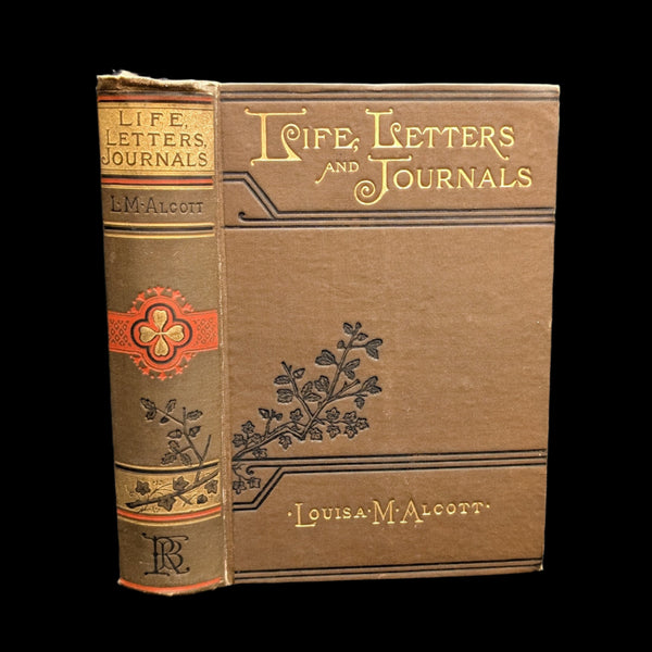 Cover of the book 'Life, Letters, and Journals' by Louisa May Alcott, featuring decorative floral patterns and the author's name.