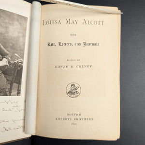 Louisa May Alcott: Her Life, Letters, and Journals by Ednah D. Cheney (First Edition), 1890 📜✒️📚