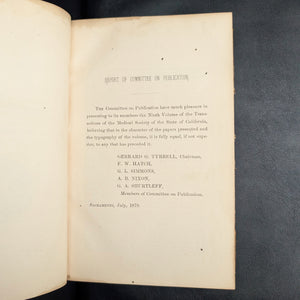 Transactions of the Medical Society of the State of California by The Medical Society of the State of California (Rare Volume V, 1880) 📜🩺🌉