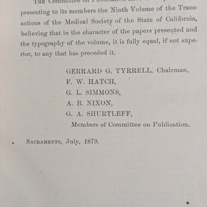 Transactions of the Medical Society of the State of California by The Medical Society of the State of California (Rare Volume V, 1880) 📜🩺🌉