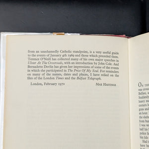 Barricadas en Belfast de Max Hastings (RARA primera edición estadounidense), 1970 📜