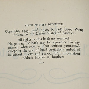 Fifth Chinese Daughter by Jade Snow Wong (Signed First Edition), 1950 🐉🇺🇸🇨🇳