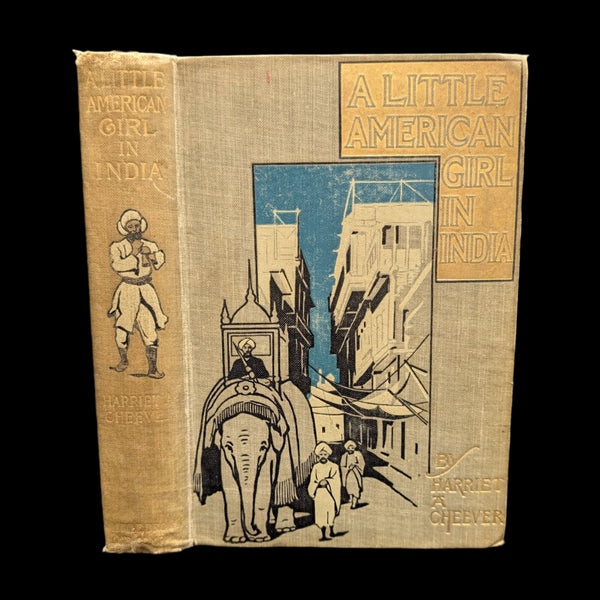Cover of the book 'A Little American Girl in India, 1900' featuring illustrations of a young girl and Indian cityscape.