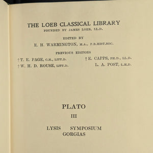 Plato: Lysis, Symposium, Gorgias by Plato (Loeb Classical Library Edition), 1967. 🏛️📜🇬🇷