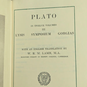 Plato: Lysis, Symposium, Gorgias by Plato (Loeb Classical Library Edition), 1967. 🏛️📜🇬🇷