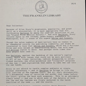 Decision by Allen Drury (Signed Limited First Edition), 1983 ⚖️🇺🇸🏛️