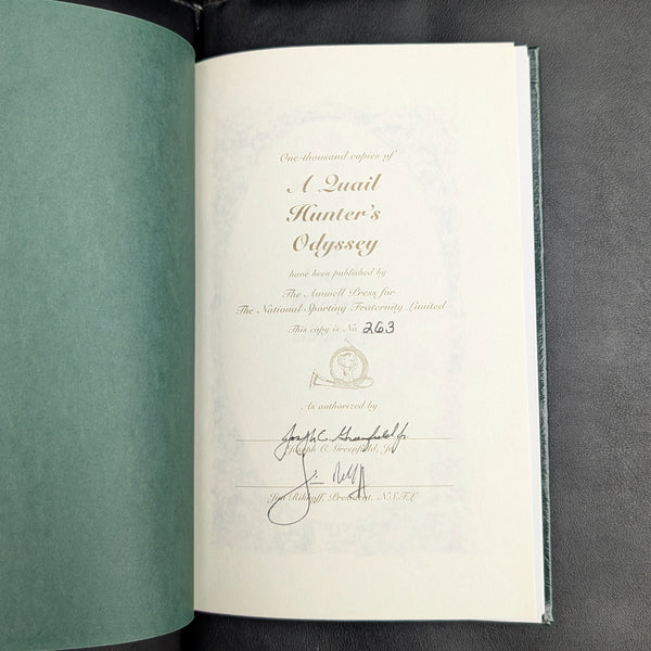 A Quail Hunter's Odyssey by Joseph C. Greenfield, Jr. (Signed Limited Edition), 2003 📜✍️🦆