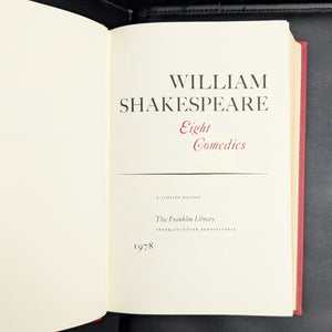 William Shakespeare, Eight Comedies by The Franklin Library (Leather Bound, RARE), 1978. 📜🏛️🇬🇧