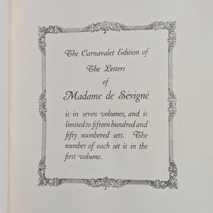 The Letters of Madame de Sévigné by Madame de Sévigné (RARE Carnavalet Edition), 1927 📜🇫🇷✒️