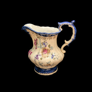 Antique Hand-Painted Porcelain Pitcher – "EST 1820" Mark, Victorian Floral & Gilt, c. 1900 🏺🌸✨