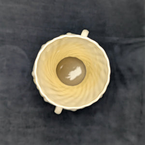 Vintage Belleek Porcelain Shamrock Vase – Ribbed Neck, Two-Handled, Green Mark (Ireland), c. 1970 ☘️🇮🇪🏺