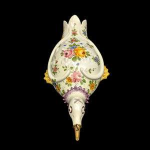 Vintage Italian Hand-Painted Swan Wall Fountain/Planter – Two-Piece Floral Ceramic Set (ITALY), c. 1960 🦢🇮🇹🌸