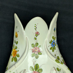 Vintage Italian Hand-Painted Swan Wall Fountain/Planter – Two-Piece Floral Ceramic Set (ITALY), c. 1960 🦢🇮🇹🌸
