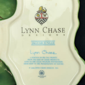 Lynn Chase Designs Serving Tray – "Jaguar Jungle" Porcelain, Two-Piece Wildlife Leaf Set (Hungary), c. 2006 🐆🌿✨