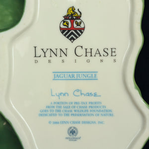 Lynn Chase Designs Serving Tray – "Jaguar Jungle" Porcelain, Two-Piece Wildlife Leaf Set (Hungary), c. 2006 🐆🌿✨