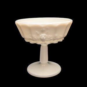 Vintage Milchglas Bonbonschale mit Sockel (Grapevine, unbekannter Hersteller)