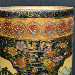 Large Chinese Export Umbrella Stand (RARE SIZE) – Satsuma Style Scenic Porcelain, Hand-Painted, c. 1950 🎨⛩️👑