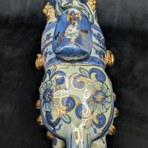 Decorative Porcelain Horse by A RISE – Blue & White Chinoiserie with Gold Gilt (RARE Mark), c. 1960 🐴💙👑