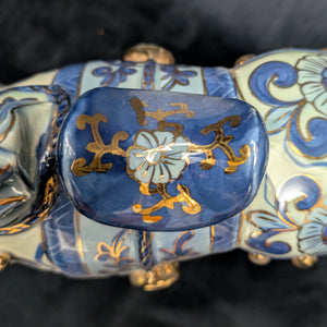 Decorative Porcelain Horse by A RISE – Blue & White Chinoiserie with Gold Gilt (RARE Mark), c. 1960 🐴💙👑