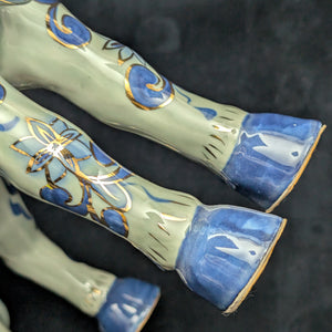 Decorative Porcelain Horse by A RISE – Blue & White Chinoiserie with Gold Gilt (RARE Mark), c. 1960 🐴💙👑