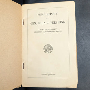 Final Report of Gen. John J. Pershing, Commander-in-Chief American Expeditionary Forces (RARE, First Edition, Stamp From Congressman), 1920 📜🏛️🇺🇸