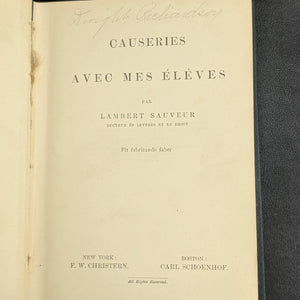 Causeries avec mes élèves by Lambert Sauveur (Antique Edition with School Stamp), 1891 🇫🇷📚🏫