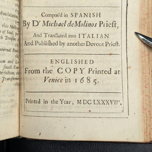 The Spiritual Guide by Michael de Molinos (Extremely Rare First English Edition), 1688 📖✝️🕊️