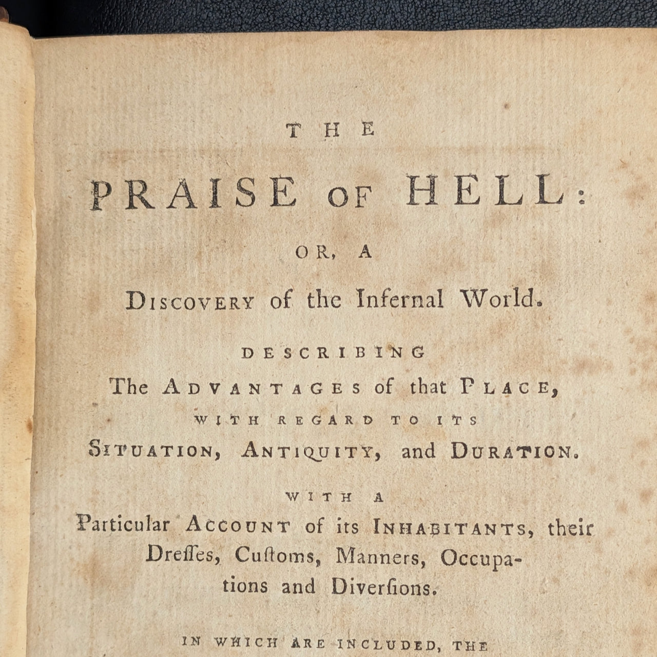 The Praise of Hell: Or, a View of the Infernal Regions (Extremely Rare, First English Edition), 1765 🔥👹📜