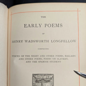 The Early Poems of Henry Wadsworth Longfellow (Aesthetic Binding), 1890 📜🇺🇸🎄