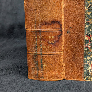 The Old Curiosity Shop and Hard Times by Charles Dickens (Leather and Marbled Paper), c. 1890 📜🇬🇧🕰️