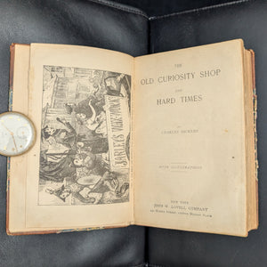 The Old Curiosity Shop and Hard Times by Charles Dickens (Leather and Marbled Paper), c. 1890 📜🇬🇧🕰️