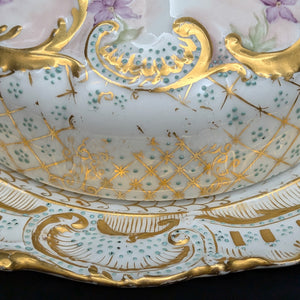 Antique Limoges Covered Butter Dish – A. Lanternier & Co. Mark, Hand-Painted Floral & Gilt (France), c. 1895 🇫🇷👑✨