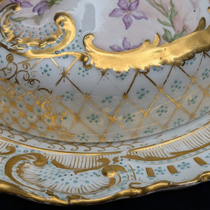 Antique Limoges Covered Butter Dish – A. Lanternier & Co. Mark, Hand-Painted Floral & Gilt (France), c. 1895 🇫🇷👑✨
