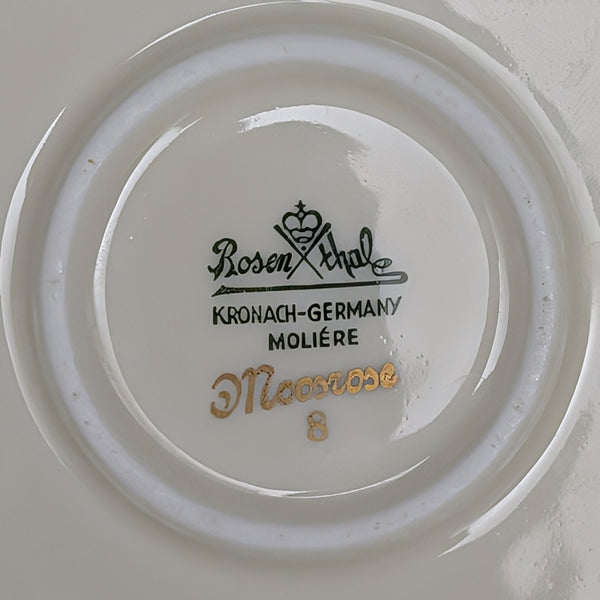 Antique Rosenthal Serving Set – Molière Moosrose Pattern, Perforated Gilt Plates (Germany), c. 1930 🌹👑🇩🇪