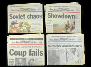 Sequential Newspaper Set (San Francisco Examiner) - Collapse of the Soviet Union & August Coup, Aug 19–25, 1991 🇷🇺📰❌