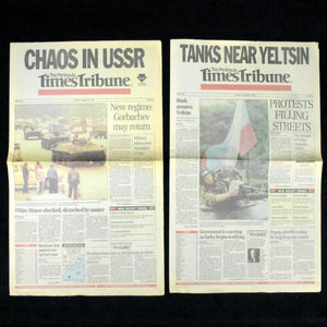 Sequential Newspaper Set (The Peninsula Times Tribune) - The 1991 Soviet August Coup, Aug 19–22, 1991 🇷🇺📰❌