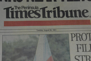 Sequential Newspaper Set (The Peninsula Times Tribune) - The 1991 Soviet August Coup, Aug 19–22, 1991 🇷🇺📰❌