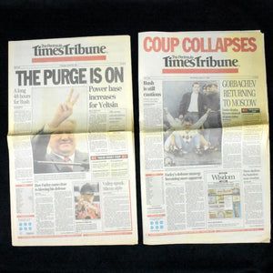 Sequential Newspaper Set (The Peninsula Times Tribune) - The 1991 Soviet August Coup, Aug 19–22, 1991 🇷🇺📰❌