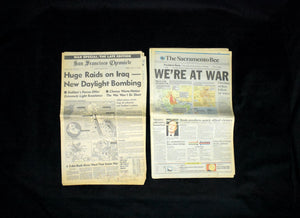 Paired Historical Newspapers (The Sacramento Bee & San Francisco Chronicle) - Outbreak of Operation Desert Storm, Jan 17, 1991 ⚔️📰🇺🇸