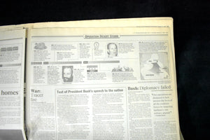 Paired Historical Newspapers (The Sacramento Bee & San Francisco Chronicle) - Outbreak of Operation Desert Storm, Jan 17, 1991 ⚔️📰🇺🇸