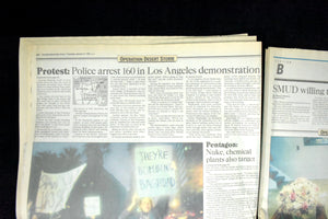 Paired Historical Newspapers (The Sacramento Bee & San Francisco Chronicle) - Outbreak of Operation Desert Storm, Jan 17, 1991 ⚔️📰🇺🇸