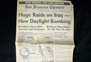 Paired Historical Newspapers (The Sacramento Bee & San Francisco Chronicle) - Outbreak of Operation Desert Storm, Jan 17, 1991 ⚔️📰🇺🇸